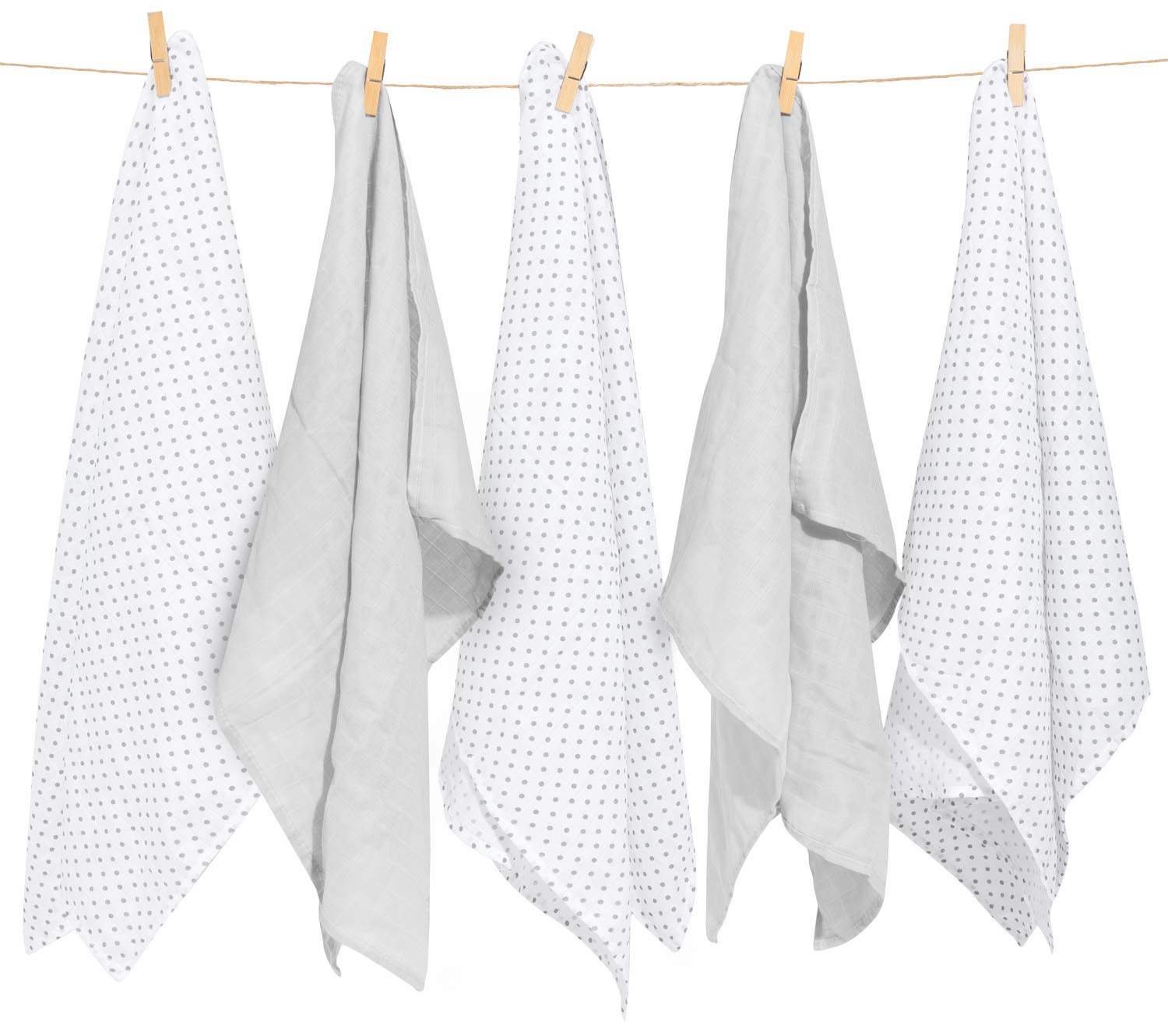 Bellochi Juego de 5 Muselina Bebe Gasas para Bebes - Paños Multifuncional para Bebes - 100% Muselinas Bebe Algodón Natural con Certificado TUV - 60x80 cm - Dotty