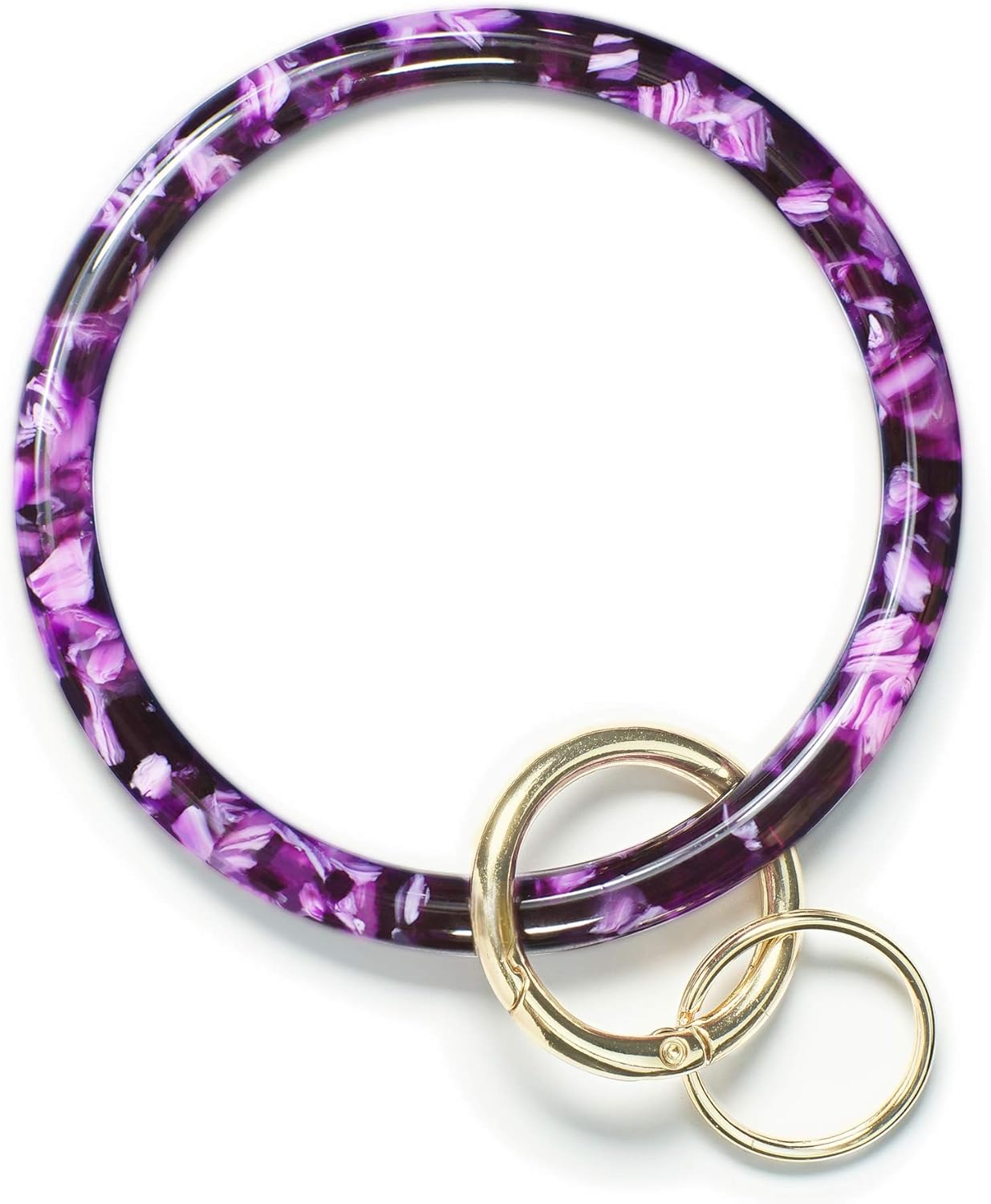 Mymazn Key Ring Bracelet Wristlet Keychain Bangle Keyring for Women, Acetate Round Key Chain