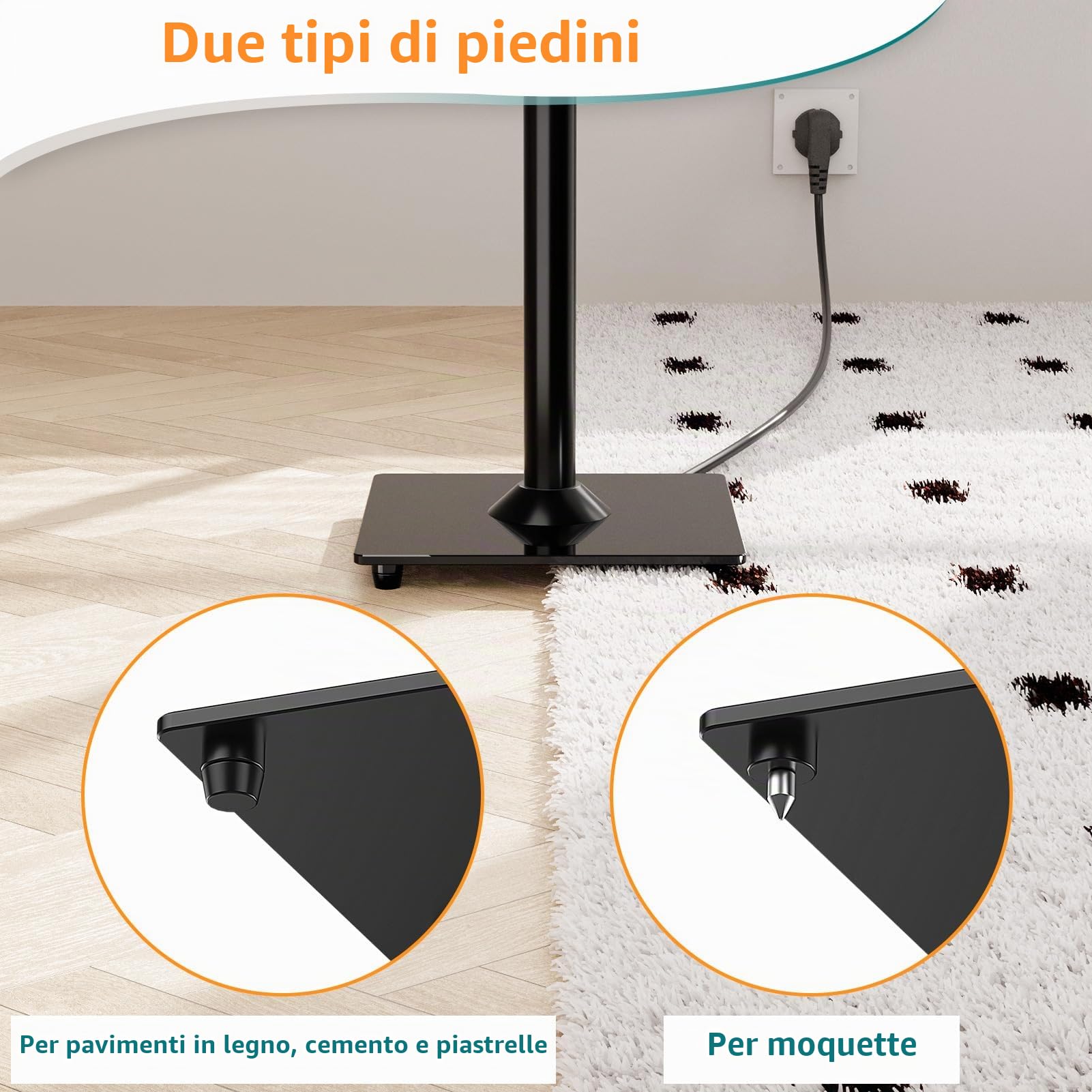 ELIVED Supporto altoparlante 808mm base vetro 10kg per Teufel JBL Sony