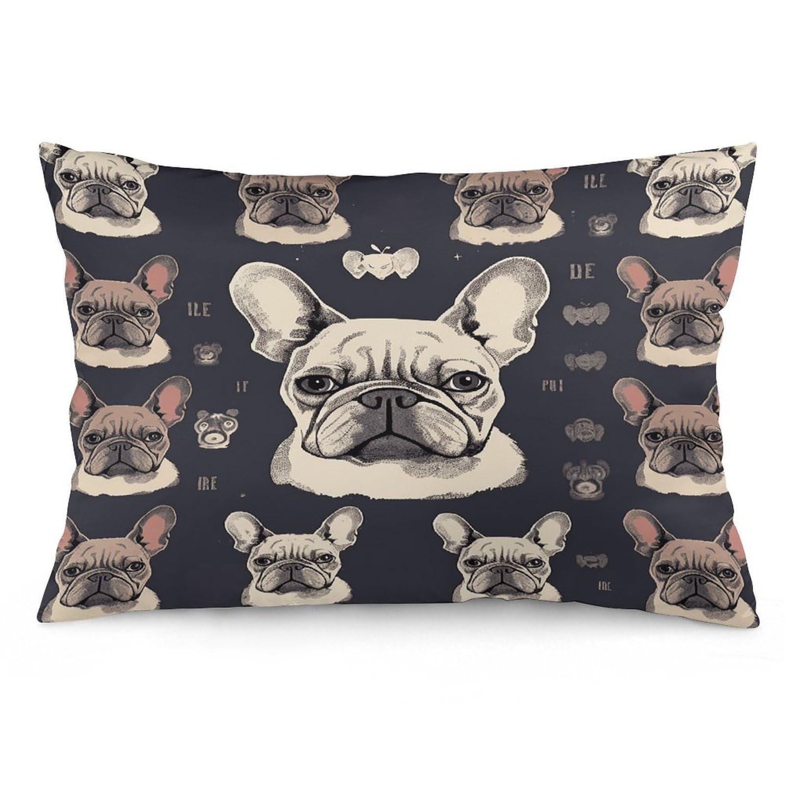 I Love French Bulldog Throw Pillow Cover Soft Pillow Case Decorative Lumbar Pillow Cover Cozy Throw Pillowcase Polyester Rectangular Cushion Case Decor for Couch Sofa Bed
