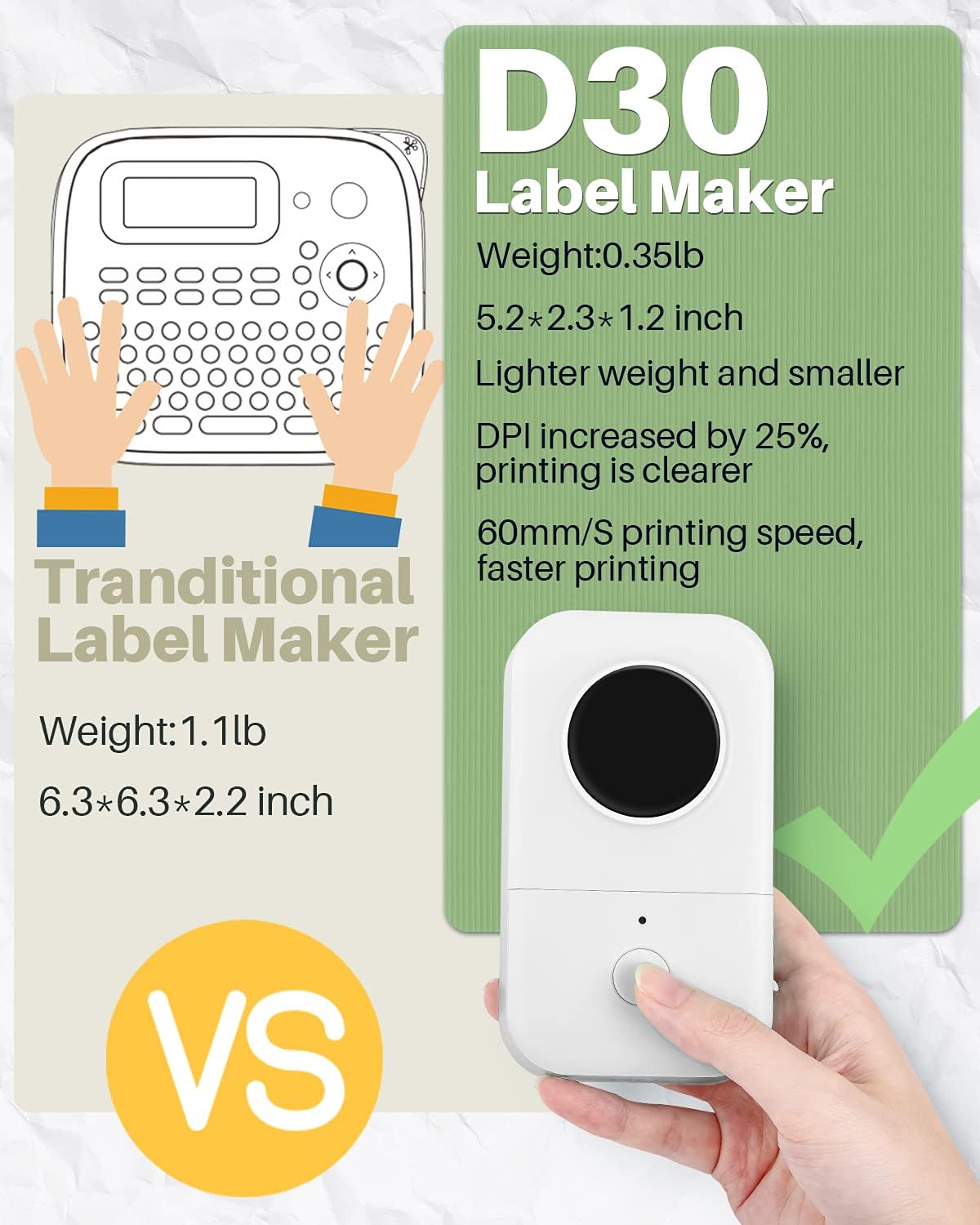 Phomemo D30 Label Prtinter-Bluetooth Label Maker Machine Small Sticker Maker Compatible with iOS + Android, Great for Home, Office, Supermarket,White : Office Products