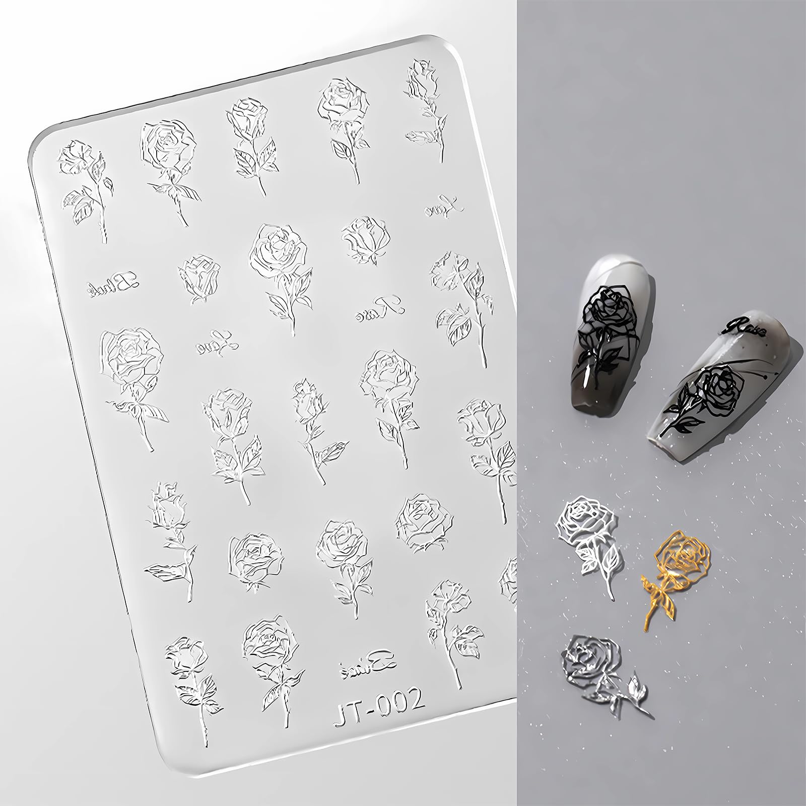 Rose Embossed Silicone Molds - 3D Nail Art Molds in Multi-Shapes - Suitable for DIY Decoration