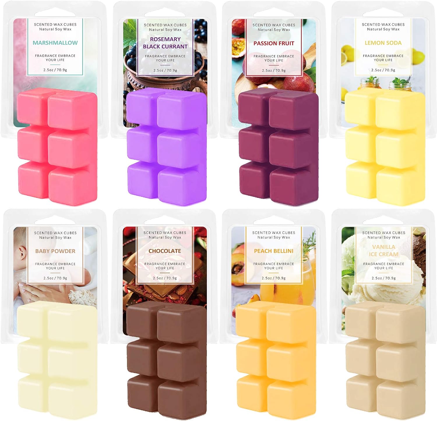 SnailDigit Scented Wax Melts, Wax Cubes, Wax Melts Wax Cubes Gifts for Women, Scented Wax for Home, 8 Packs