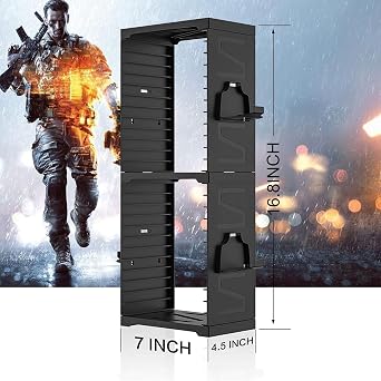 ASFSKY Video Game Storage Tower - 24 Games Video Game Organizer & Holder with 4 Controller Hooks, Universal Video Game Storage Compatible with PS5/PS4/Xbox/Switch - Gamer Gifts