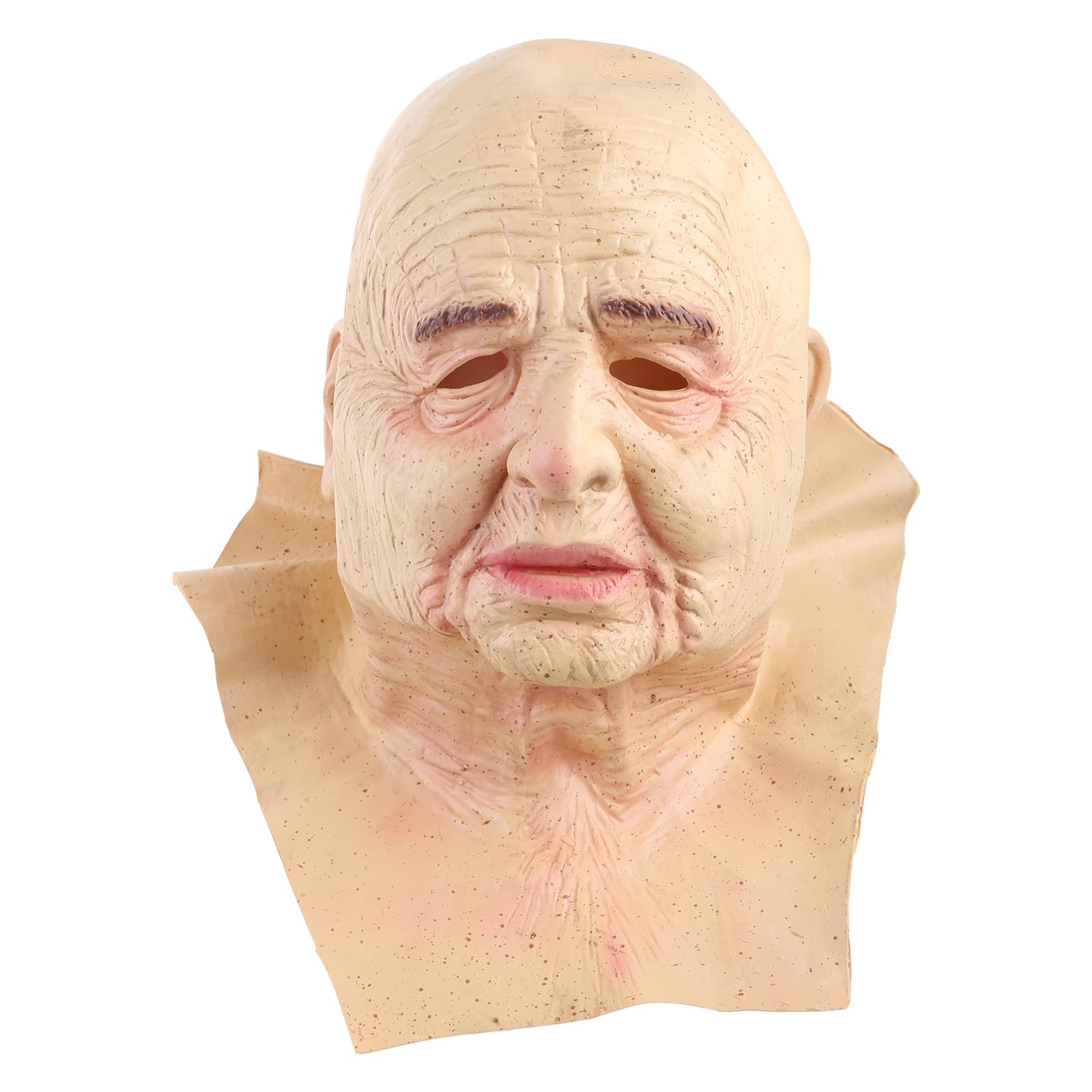KAQNTUD Realistic Bald Old Man Mask Latex Full Face Neck Helmet for Masquerade Halloween Halloween Man