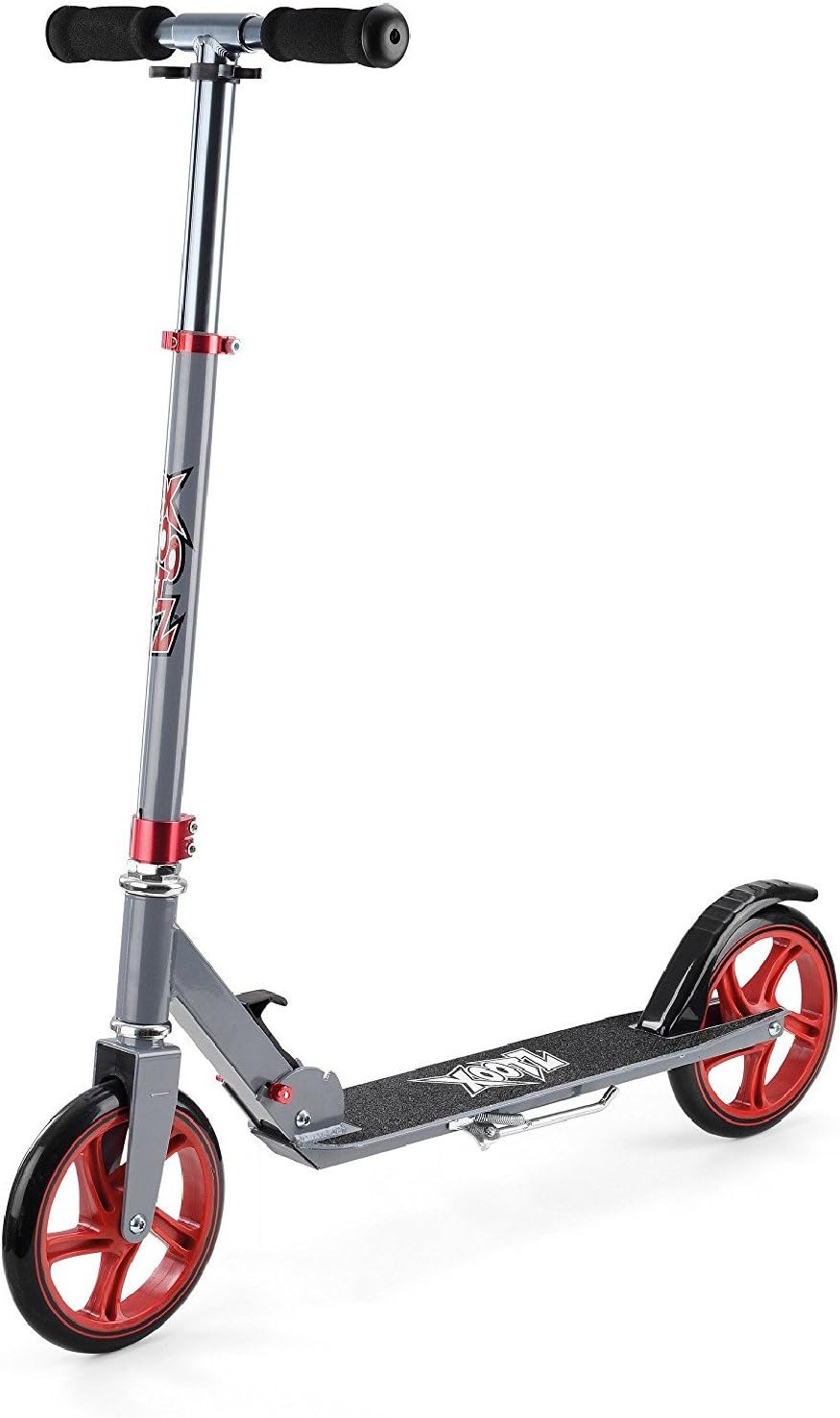 XootzBig Wheel Scooter for Kids, Foldable with Adjustable Handlebars - Gunmetal