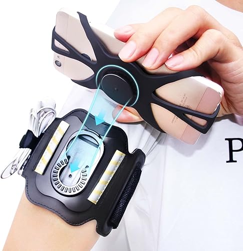 Pulsera de correr giratoria de 360, soporte para teléfono para correr, senderismo, ciclismo, ajuste de 4.5-7 pulgadas para iPhone 14131211Pro