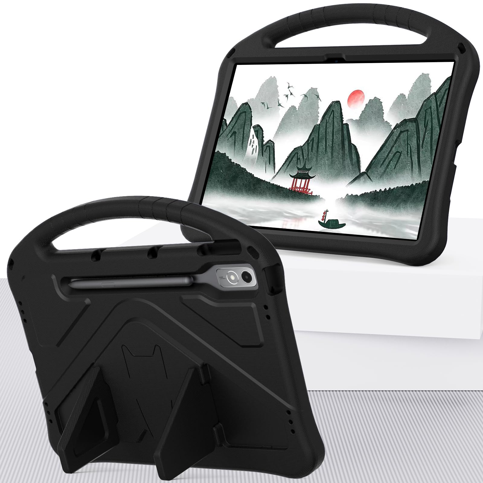 Custodia per Lenovo Idea Tab Pro Tablet 12,7 Pollici, Cover Antiurto con Maniglia Cinghia da Mano, Tracolla Cover Protettiva Bambini per Lenovo Idea Tab Pro Tablet 12,7 Pollici, Nero