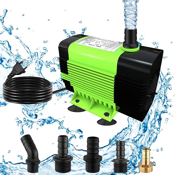 Lnicez Bomba de Agua Sumergible - Potente Bomba Pequeña (50W 3500L/H) Bomba de Agua Acuario con 2.8 m de Altura de Elevación, 5 Boquillas para Fuentes de Pared,Tubble,Acuario Cable-1.8 M (Talla) - 1