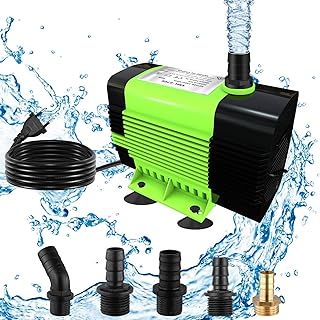 Bomba de Agua Sumergible - Potente Bomba Pequeña (50W 3500L/H) Bomba de Agua Acuario con 2.8 m de Altura de Elevación, 5 Boquillas para Fuentes de Pared,Tubble,Acuario Cable-1.8 M (Talla)