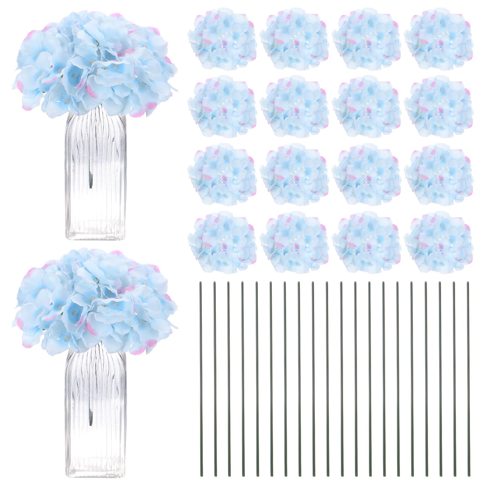 M METERXITY 40-Pack Silk Hydrangea Flowers, Artificial Flowers Heads with 40pcs Stems