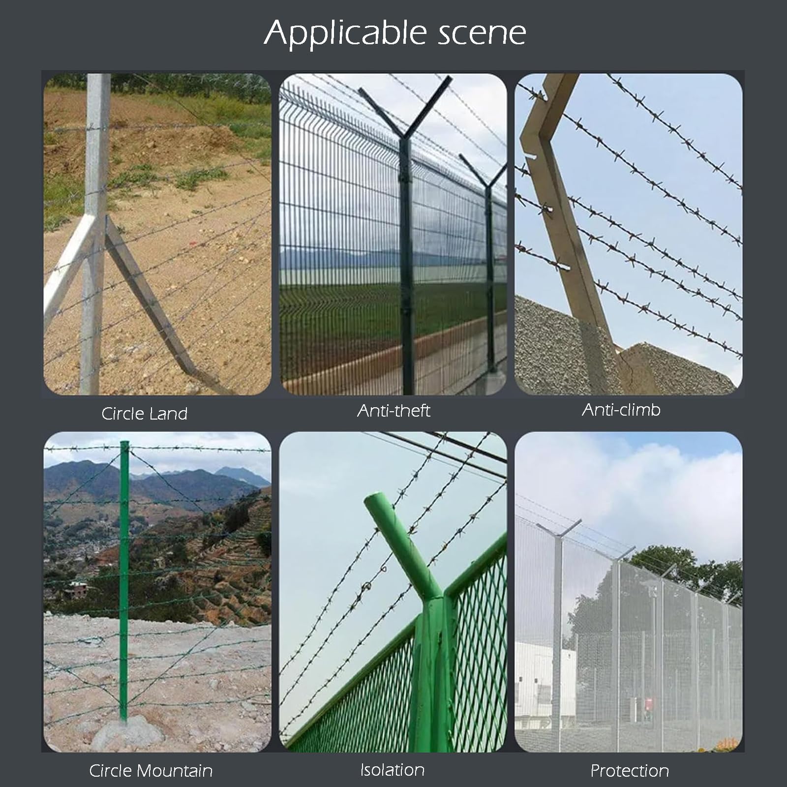 Alambre de Espino Anti-Escalada - Rollo Galvanizado para Vallas de Seguridad - Resistente a la Intemperie - Uso en Jardines/Campos,2mm,100m(328ft)