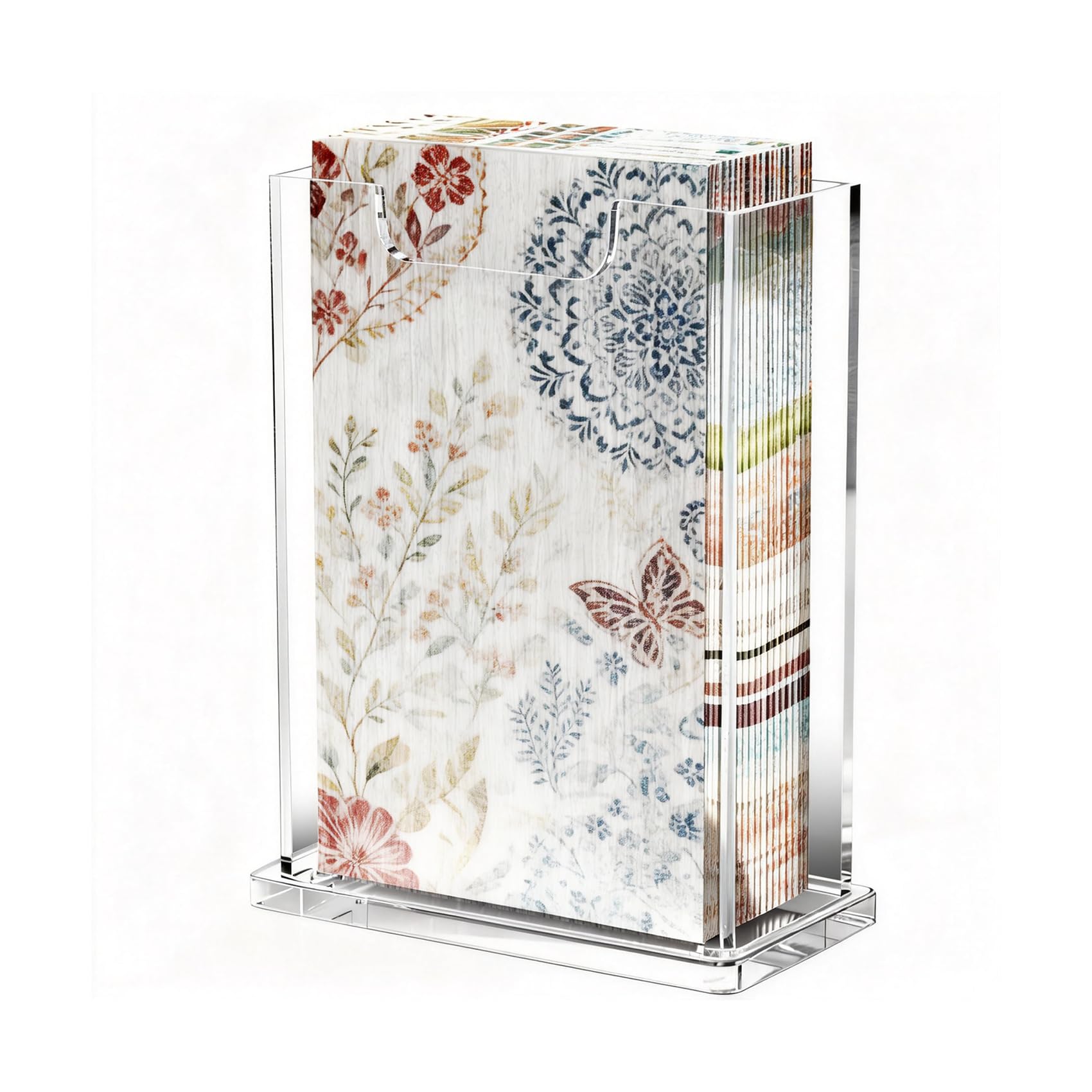 Servilletero acrílico transparente vertical para invitados, dispensador de toallas de 4 mm de grosor, impermeable, apilable, para baño, cocina, comedor, hogar, hotel, regalo moderno (vertical)