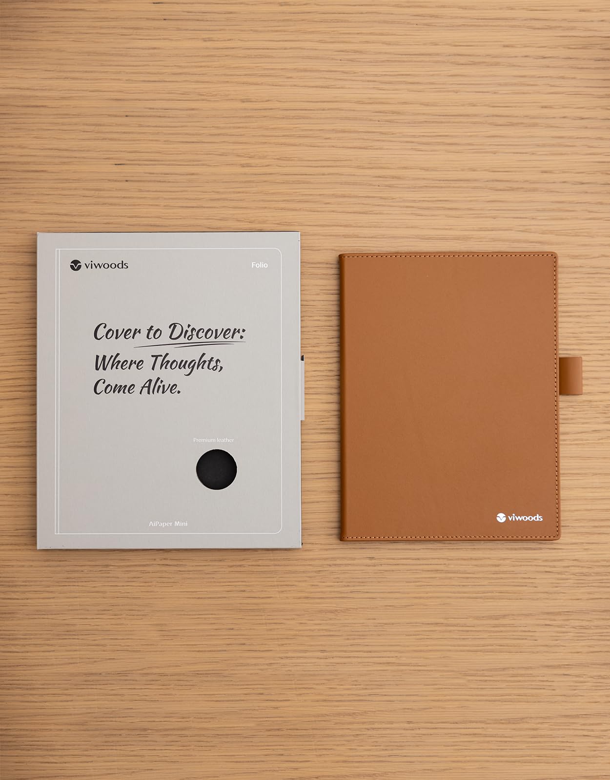 Custodia in Pelle Genuina VIWOODS per Tablet AiPaper Mini E Ink – Custodia Premium con Porta Penna, Slot per Punte di Ricambio, Chiusura Magnetica e Cuciture Rinforzate