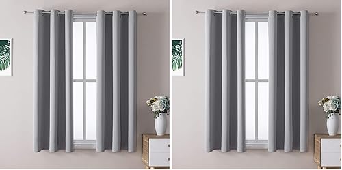 Miniatura 182 de ChrisDowa - Cortinas blackout con ojales para habitación y sala, juego de 2 paneles de cortinas con aislamiento térmico, gris oscuro, 42 x 63
