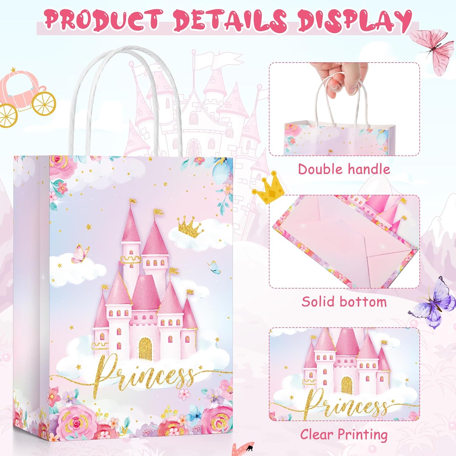 Sepamoon 12 Pack Princess Goodie Bags Princess Themed Party Favors Gift Bag image 5