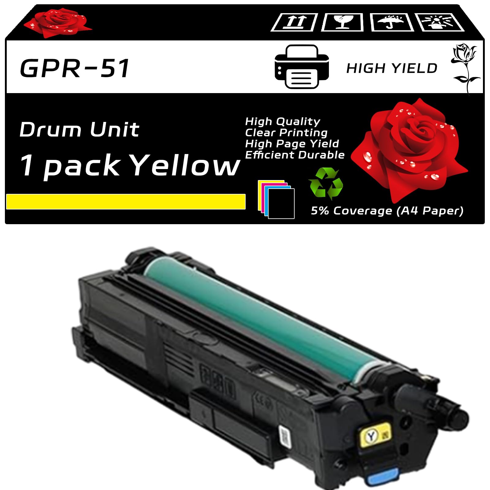 GPR-51 Drum Unit Compatible for Canon imageRUNNER Advance C250iF C255iF C350iF C350P C355iF Printers, with Chip, High Yield 37200 Pages, Clear