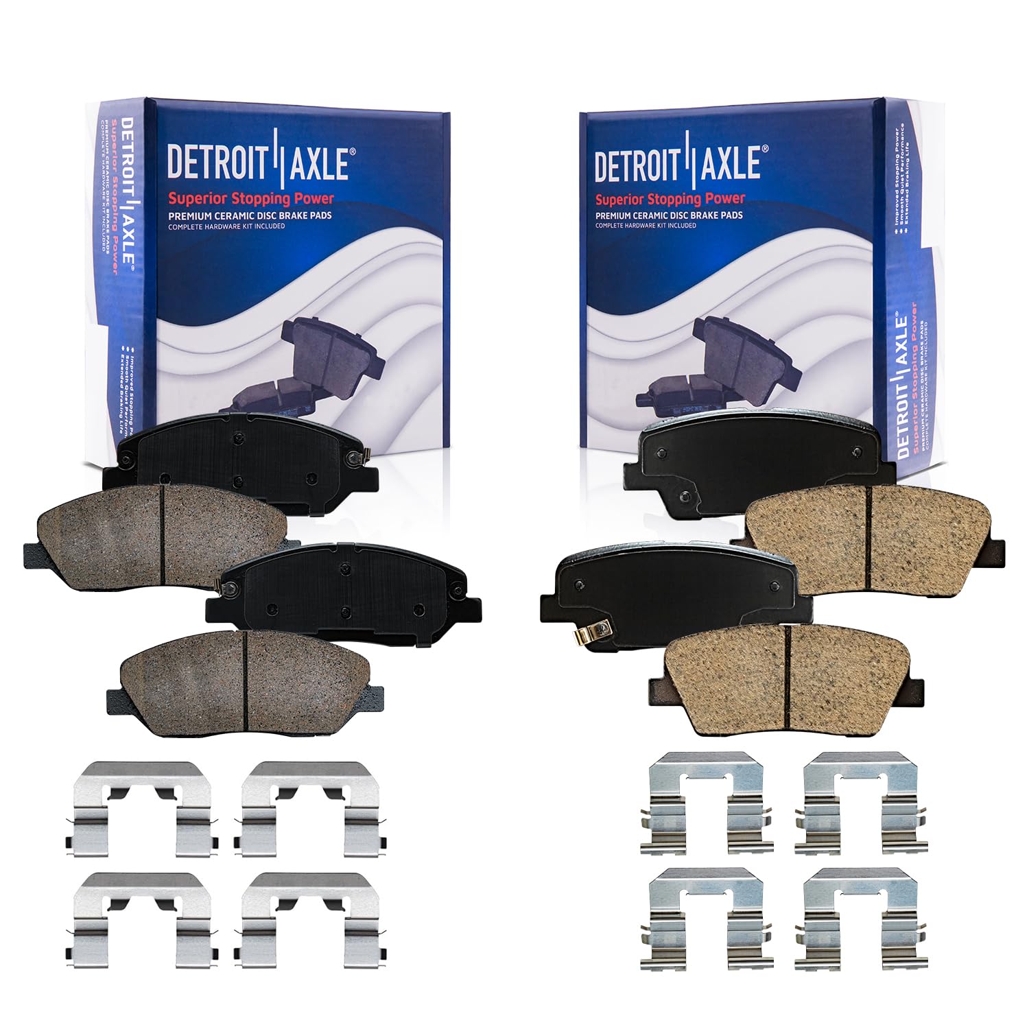 Detroit Axle - Brake Pads for 2007-2010 Hyundai Entourage 2013-2016 Santa Fe XL 2007-2012 2014 Kia Sedona, Front and Rear Ceramic Brake Pads