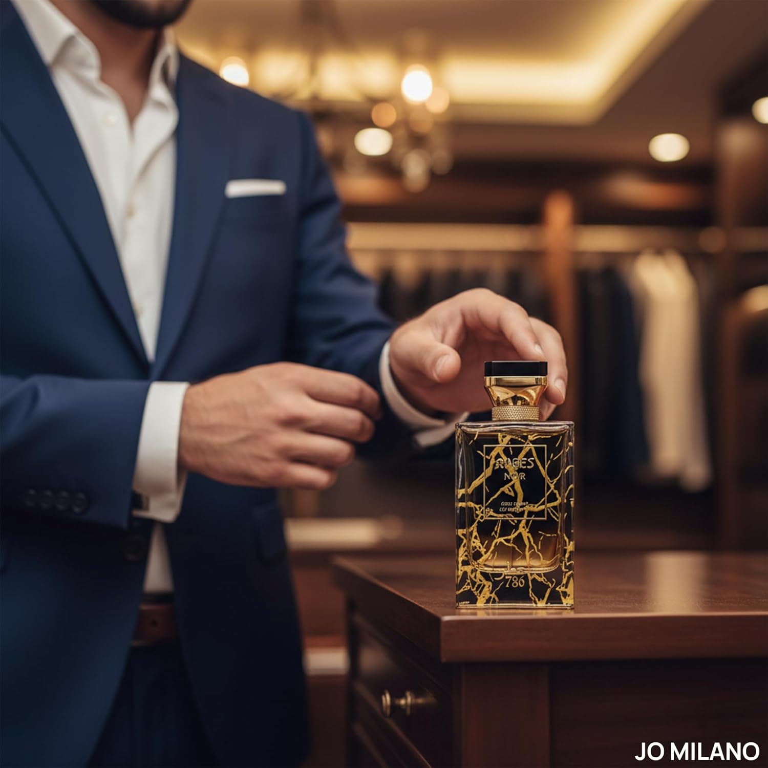 Jo Milano Raees Noir Eau De Parfum Spray | 3.4 oz (100ml) | Warm Spicy, Patchouli, Saffron, Oud Scent | Long Lasting Fragrance for Men - Image 5