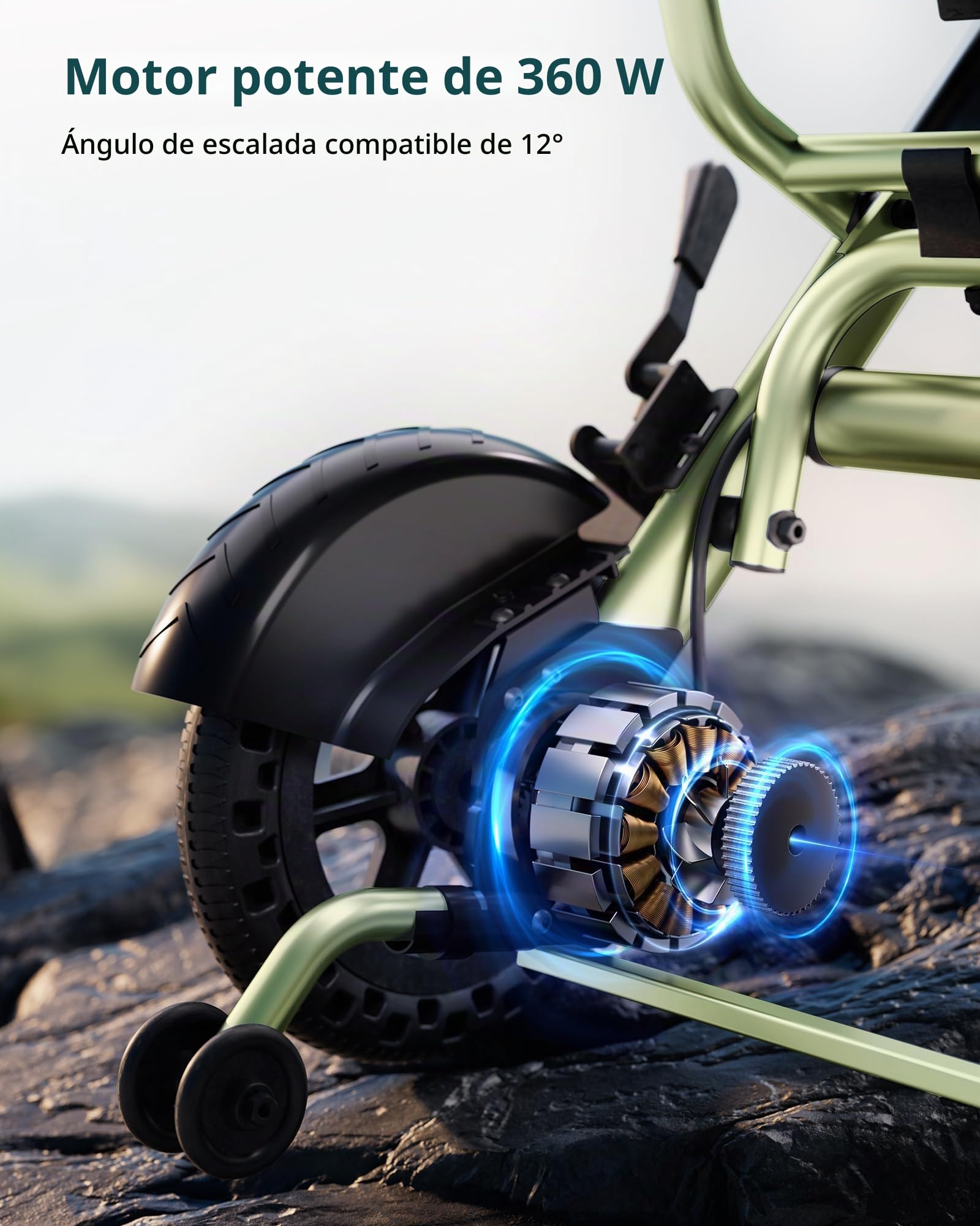 Silla de ruedas eléctrica ligera plegable para adultos y personas mayores, aprox. 15 kg, apta para aviones, soporta hasta 150 kg, alcance de hasta 24 km, motor de 360 W, portátil para viajes y uso
