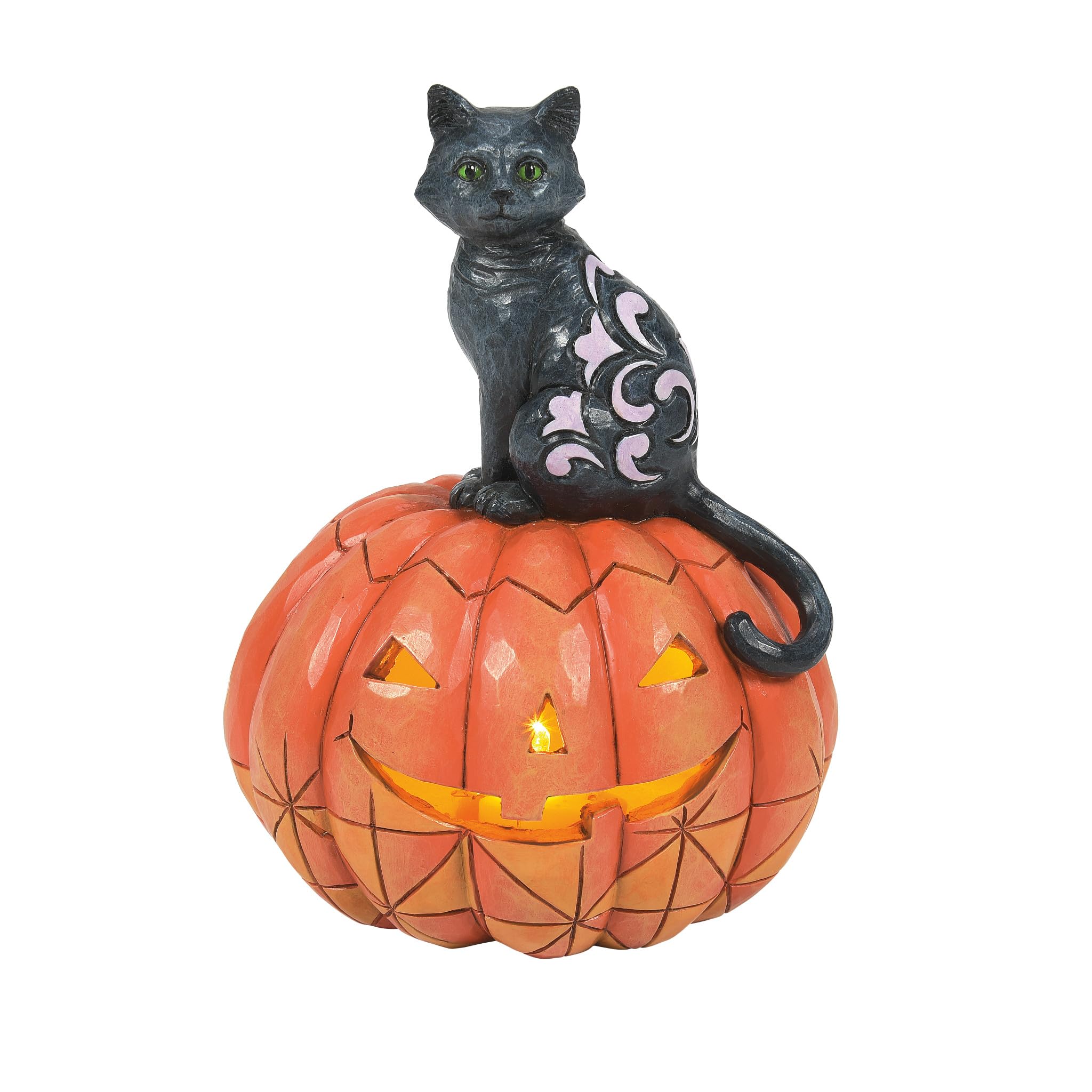 Figurine chat noir Halloween lumineuse Jim Shore pour décorer votre table de fête automnale