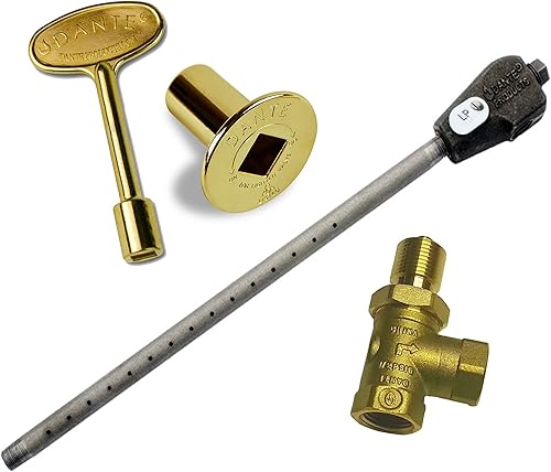 Dante LP.BVA.BR Kit combinado de encendedor universal para troncos con encendedor de troncos de propano líquido, válvula de bola de cuarto de vuelta