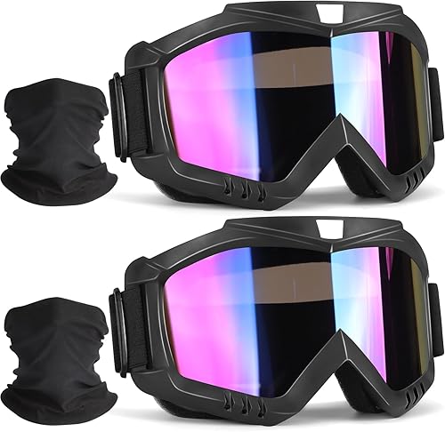 Gafas de moto Dirt & Motocross, paquete de 2 gafas de carreras resistentes al viento para ATV, esquí y snowboard