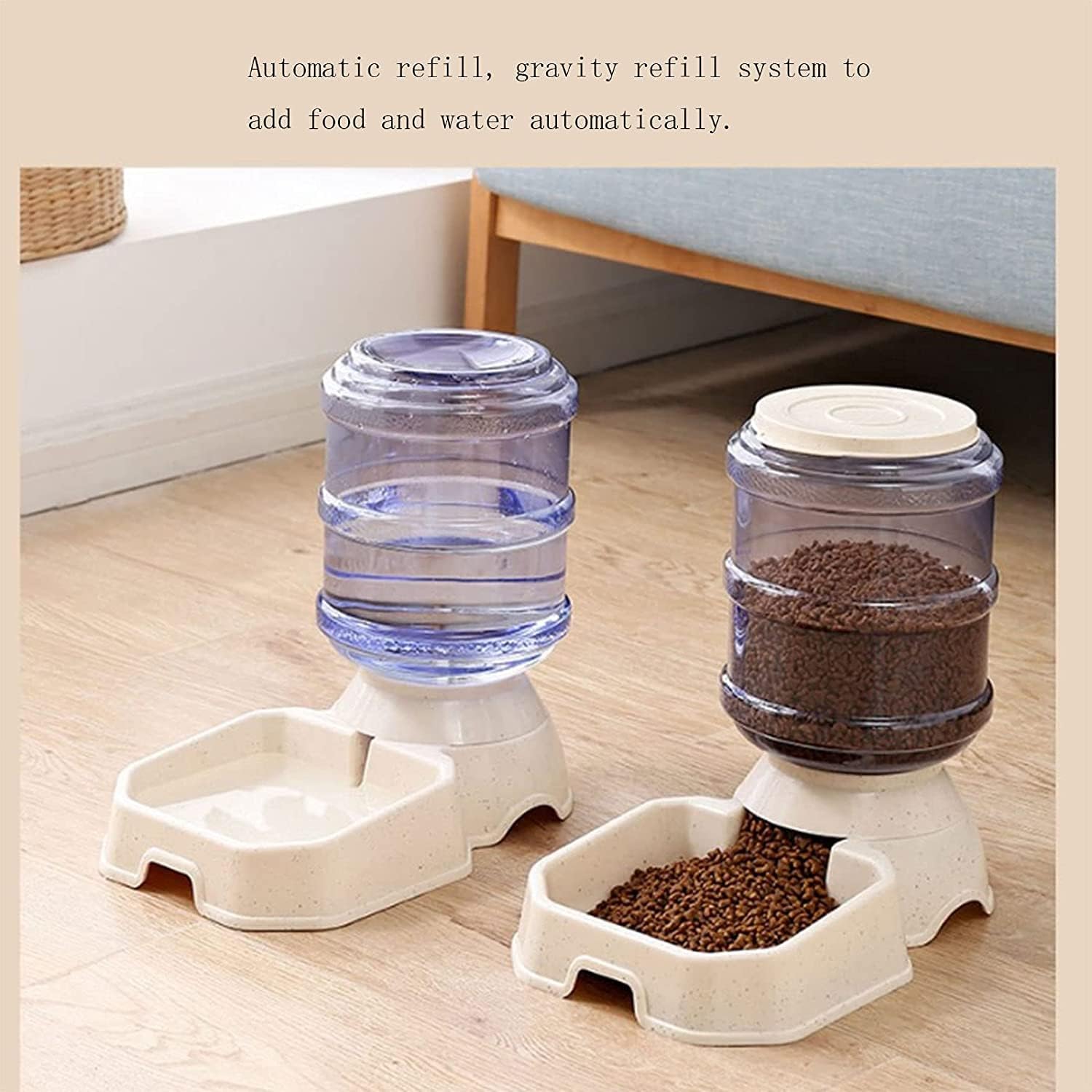 Water Dispenser 3.8L Big Capacity Automatic Dog Food Feeder Water Set Unplugged Fountain Dispenser Waterer Self Feeding Bowl for Small Large Pet Dog Cat Puppy cat Fountain (Size : Feeders) ( Water