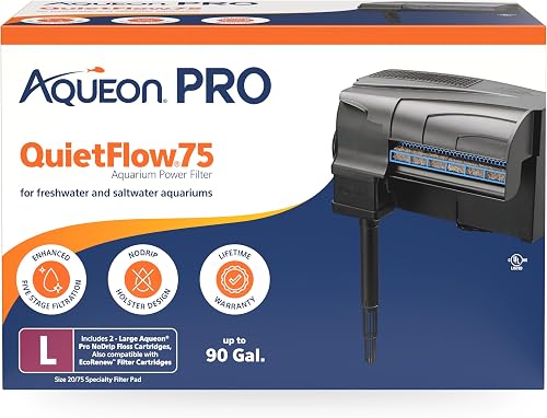 Aqueon QuietFlow 75 LED PRO Aquarium Fish Tank Power Filter, 90 Gal
