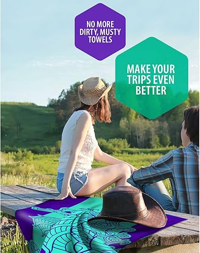 Vista 173 de VENTURE 4TH Toalla de playa de microfibra: secado rápido, compacta, sin arena, absorbente, a prueba de arena y ligera, perfecta para camping, playa