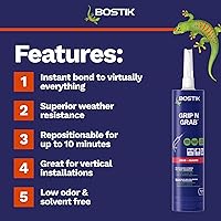 Vista 4 de Bostik Grip n Grab 9.5oz adhesivo de agarre instantáneo Premium resistente Grado profesional Impermeable para uso interno y externo, bajo olor