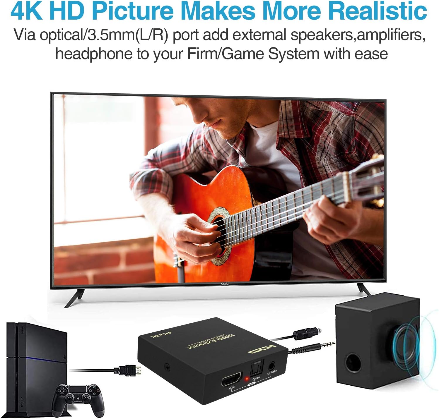 Prоmо Dіѕсоunt Uр Tо 70% оƒƒ Auprite 4K HDMI Audio Extractor, HDMI to HDMI+Optical+3.5mm Stereo Audio Converter Support 4K@60Hz,HDR10 4:4:4 HDCP 2.2&2.3 for Laptop/Projector/Monitor/Fire TV/PS5/PS4/Xbox