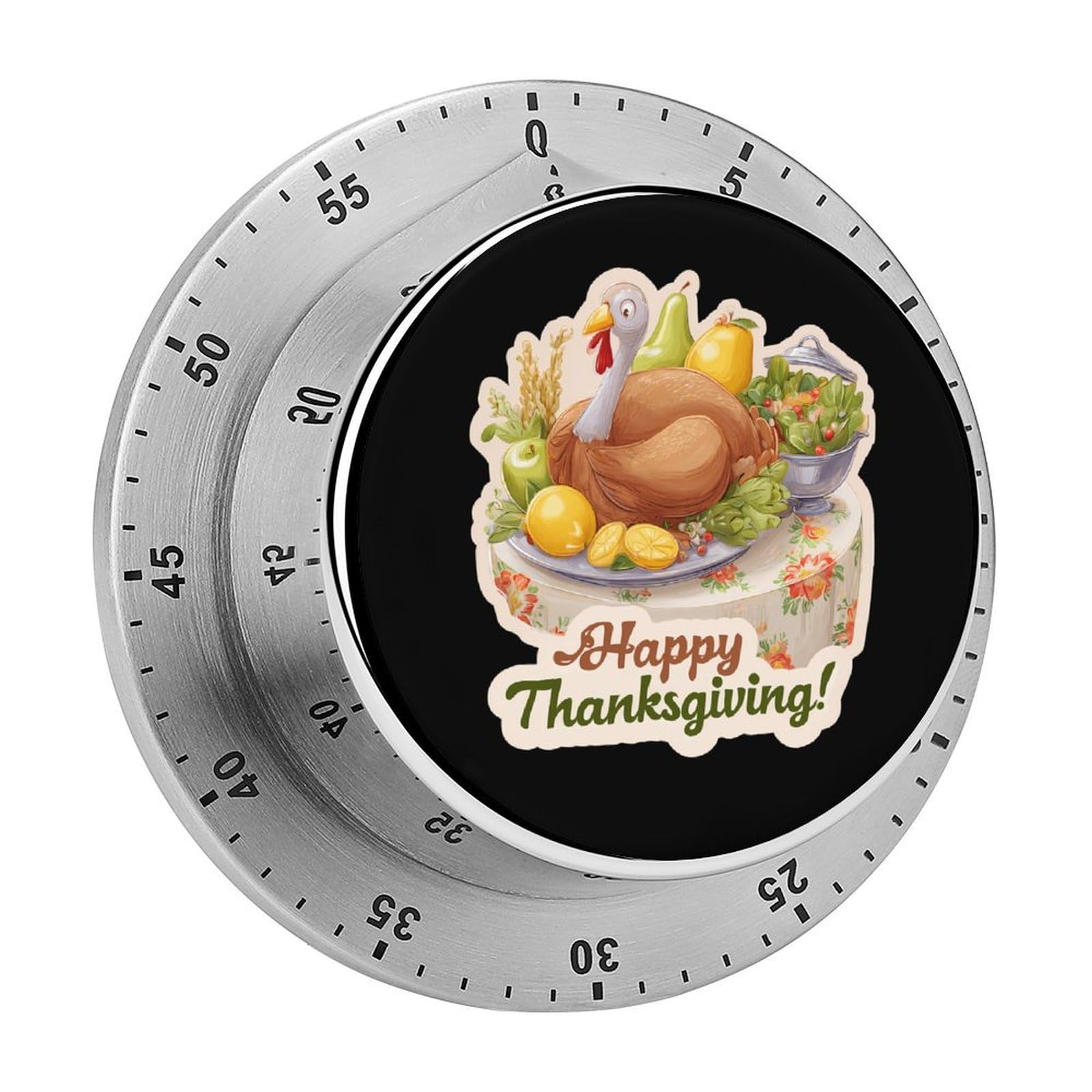 Happy Thanksgiving Turkey Mechanical Timer with Alarm for Kitchen Cooking Productivity Stainless Steel Timers