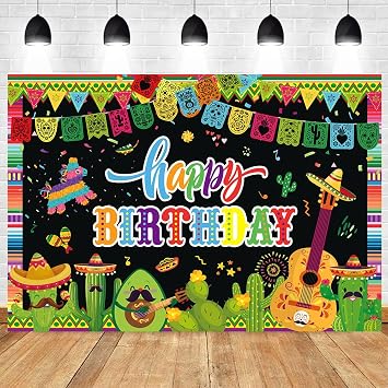 Mexican Party Decorations Mexican Fiesta Theme Backdrop, Mexican Cinco De Mayo Party Decorations, Taco Twosday Birthday Banner Photography Background 5x3ft