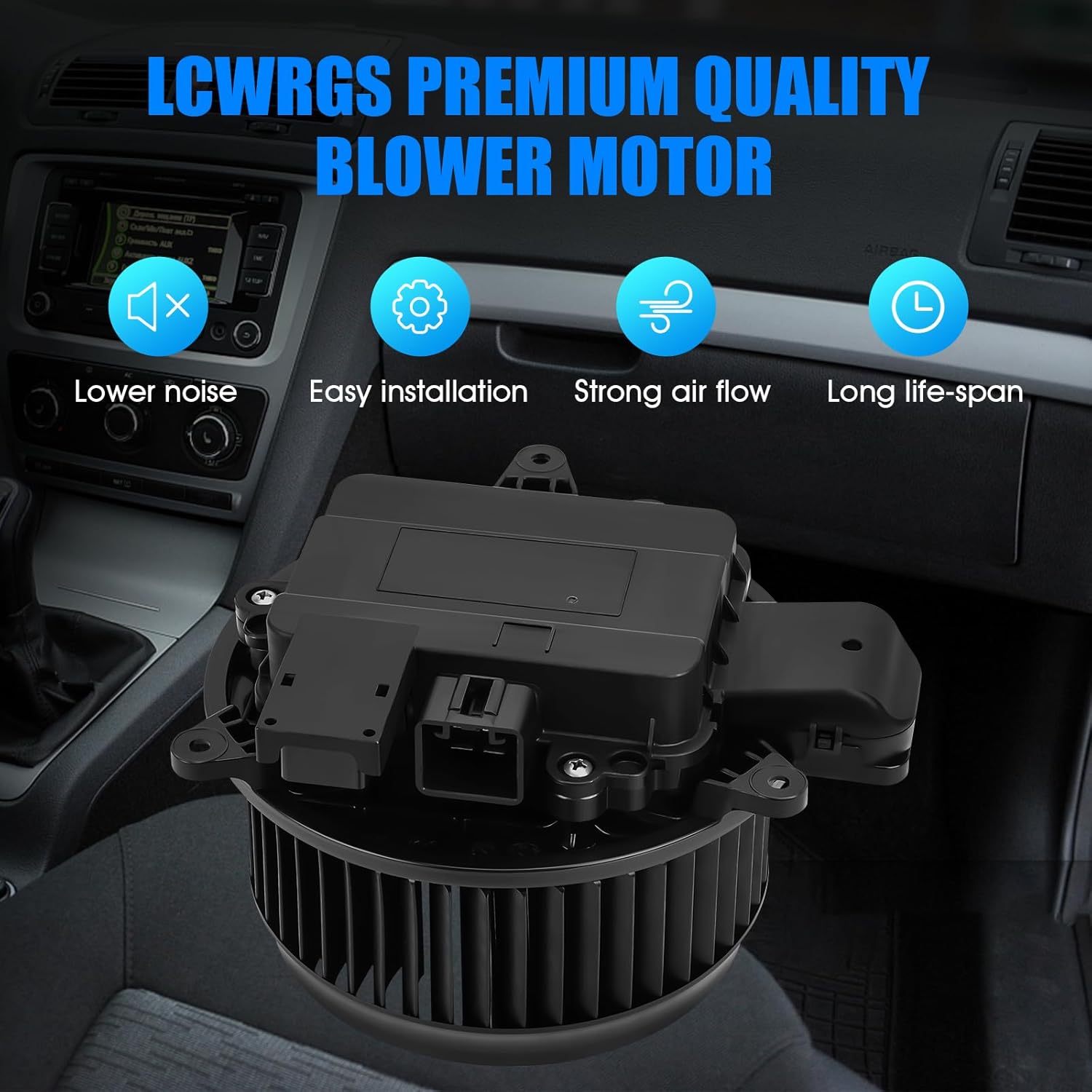 Front AC Heater Blower Motor Fan with Brushless Motor Fits for 2015 2016 2017 2018 2019 2020 20201 2022 Ford F150 F250 F350 F450 F550 F600 Super Duty Expedition Lincoln Navigator Replaces 700329