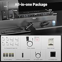 Vista 7 de Phenyx Pro Sistema de micrófono inalámbrico, UHF de 4 canales inalámbrico con 4 unidades, auriculares/micrófonos de solapa, frecuencias de 4 x 40