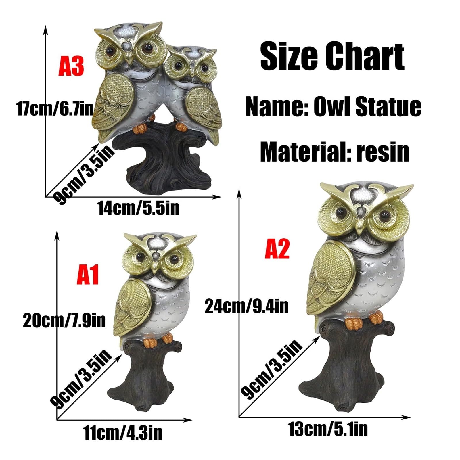 Regalos para Mujeres Estatua romántica de Pareja búhos, Escultura pájaro Resina, estatuas Decorativas Decoración para estanterías(A2)
