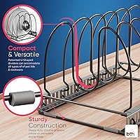 Vista 10 de Better Things Home 14+ Dual Pan and Pot Lid Organizer Rack Set for Cabinet - Includes 1 Large Rack & 1 Compact Rack for Bakeware, Lids & Pans