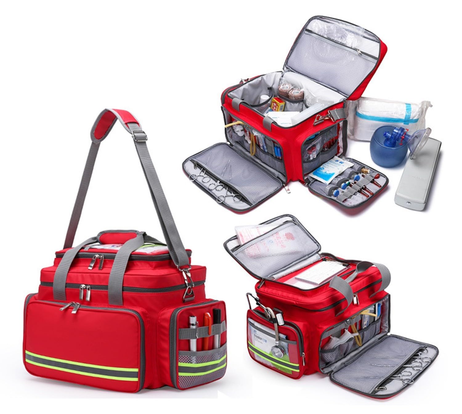 Bolsa Vacía para Traumatismos Médicos De Emergencia,Botiquin,Bolsa De Primeros Auxilios Grande con Separadores Desmontables, Ideal para EMT, EMS, Cuidado De La Salud En El Hogar, Coche,Casa A