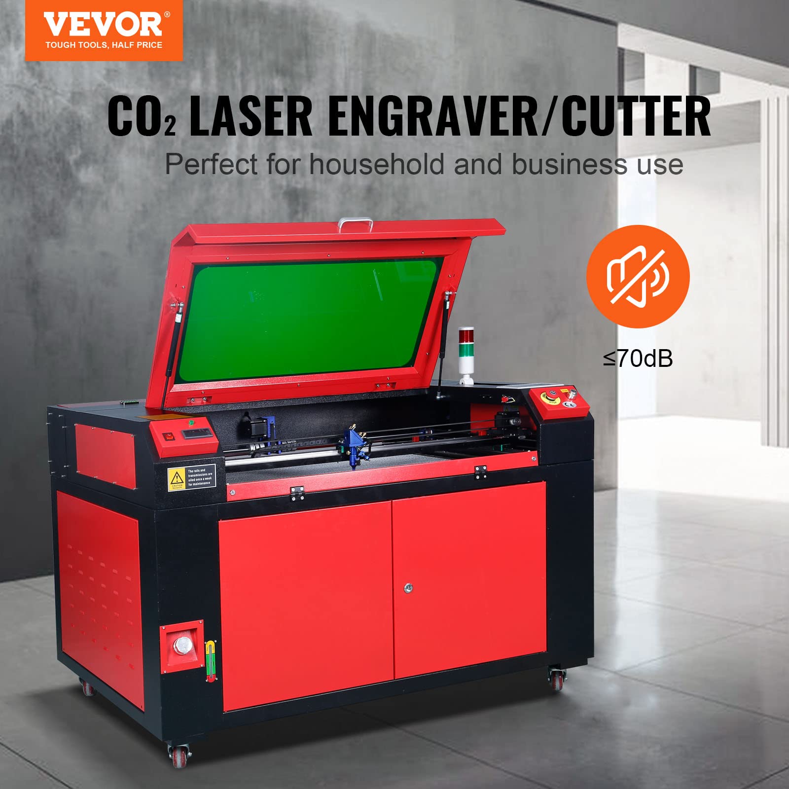 VEVOR Grawerunek laserowy 100 W CO2, 600 x 900 mm, 500 mm/s laserowa maszyna do cięcia z 2-drożnym Pass-Air-Assist, kompatybilna z LightBurn, CorelDRAW, AutoCAD, Windows, Mac OS, Linux, do drewna