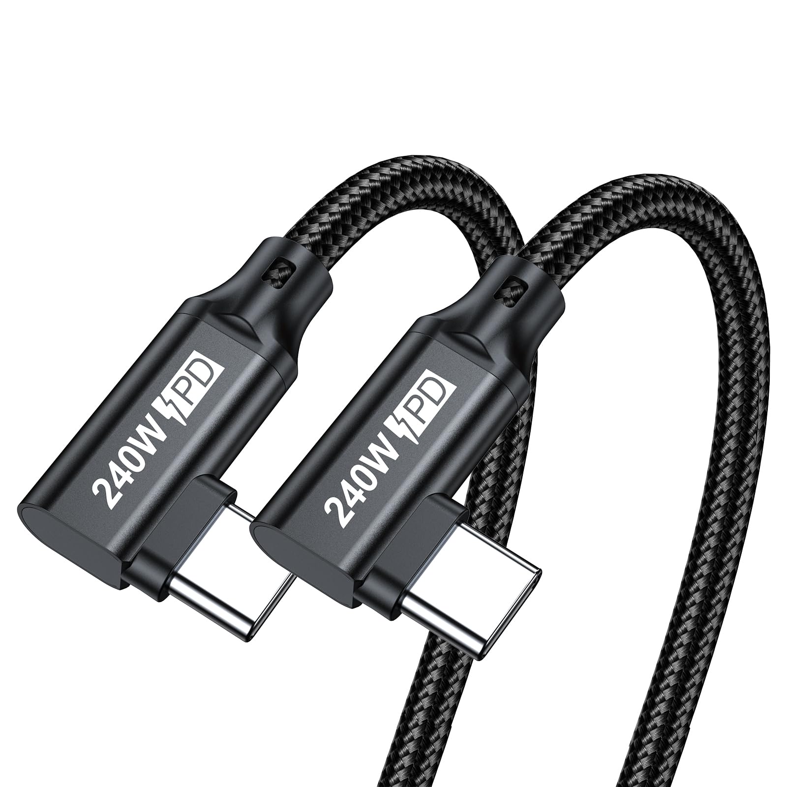 240W USB C to USB C Cable 4.9FT,PD 3.1 Type C to C 5A Fast Charging Cable Right Angle for MacBook Pro/Air,iPad Pro/Air/Mini,iPhone15/15Pro/15Plus/