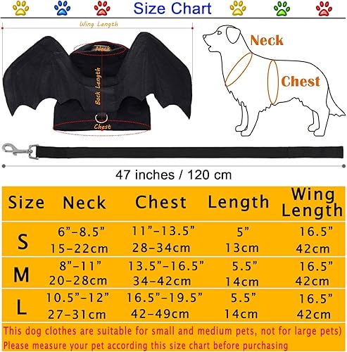 Miniatura 6 de Disfraz de murciélago para perro, paquete de 2 disfraces de Halloween para mascotas, alas de murciélago para cachorro con correa para perro, ropa