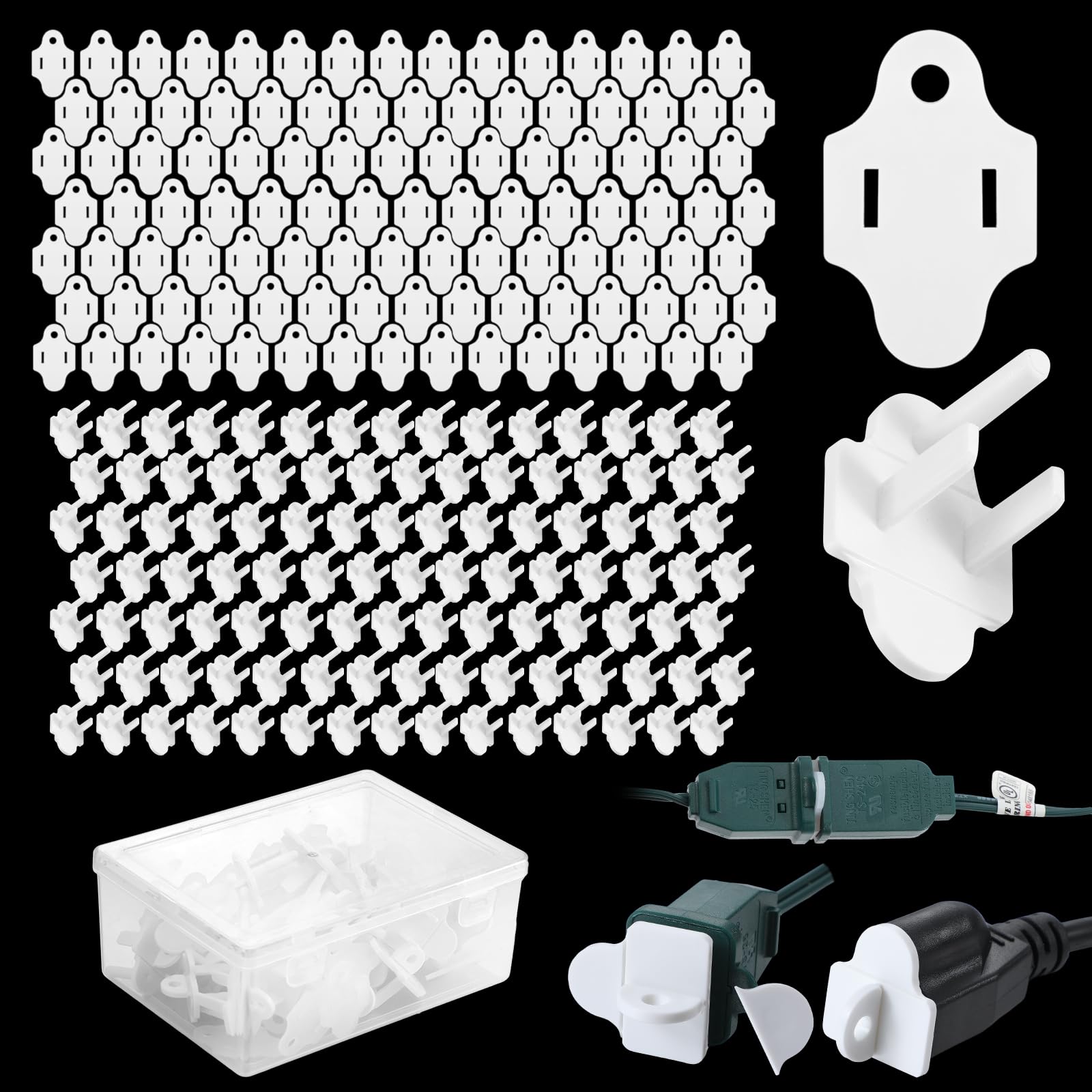 110 Set White Christmas Light Weatherproof Gaskets and Plug Covers