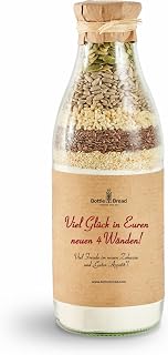Brotbackmischung "Viel Glück in Euren neuen 4 Wänden" Backmischung im Glas Flasche Geschenk Geschenkidee Einzug Einzugsgeschenk Umzug neues Haus