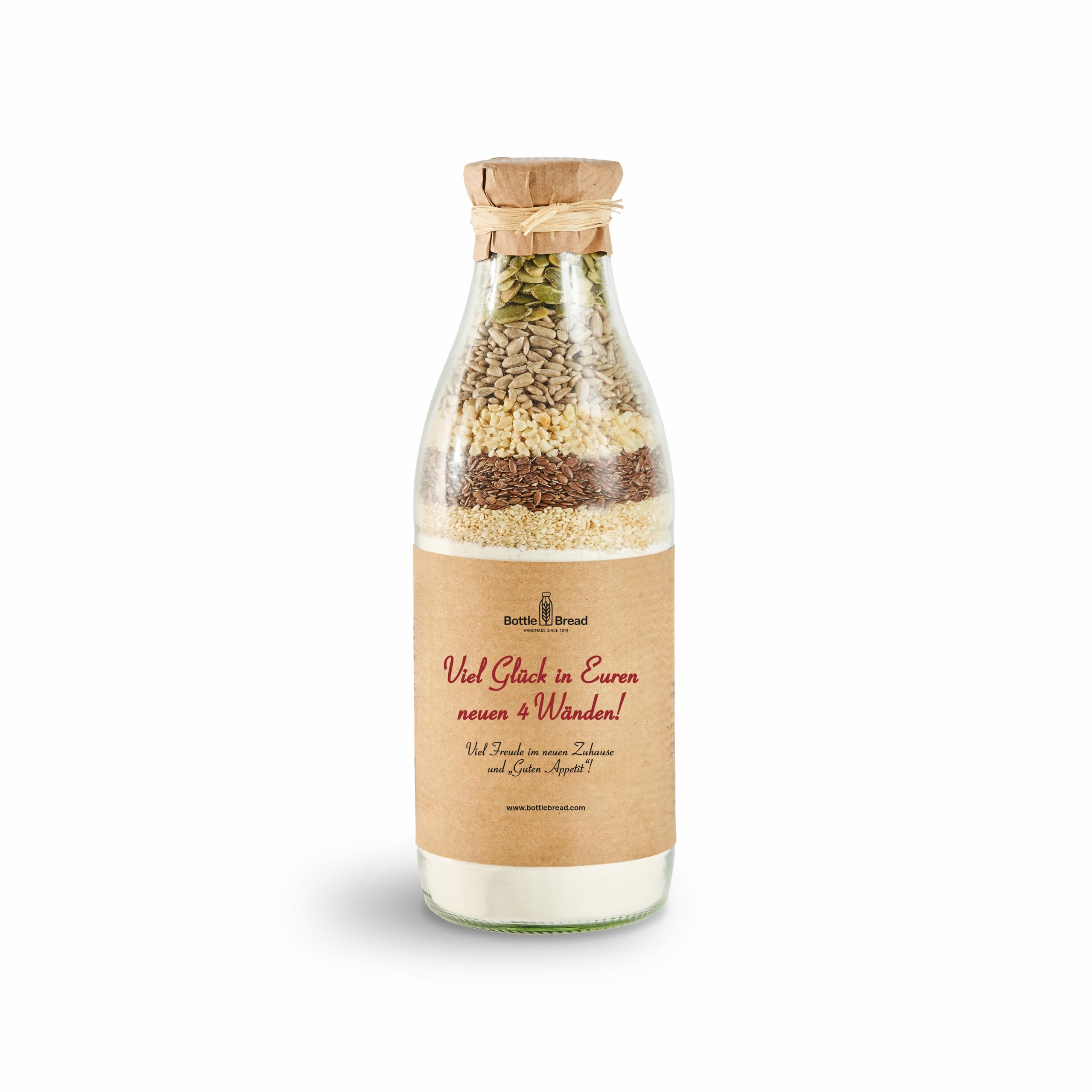 Brotbackmischung "Viel Glück in Euren neuen 4 Wänden" Backmischung im Glas Flasche Geschenk Geschenkidee Einzug Einzugsgeschenk Umzug neues Haus