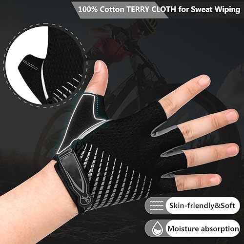 Miniatura 4 de Guantes de ciclismo para hombres y mujeres, antideslizantes, transpirables, almohadillas de gel de 0.197 pulgadas, guantes de bicicleta de carretera