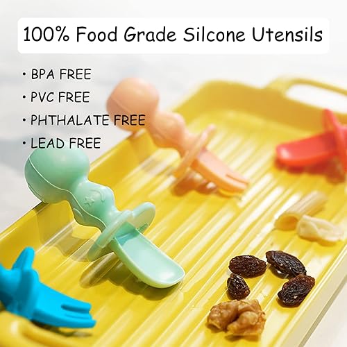 Miniatura 2 de Paquete de 6 utensilios para bebés de alimentación autónoma durante más de 6 meses, cucharas y tenedores de silicona, utensilios para niños pequeños