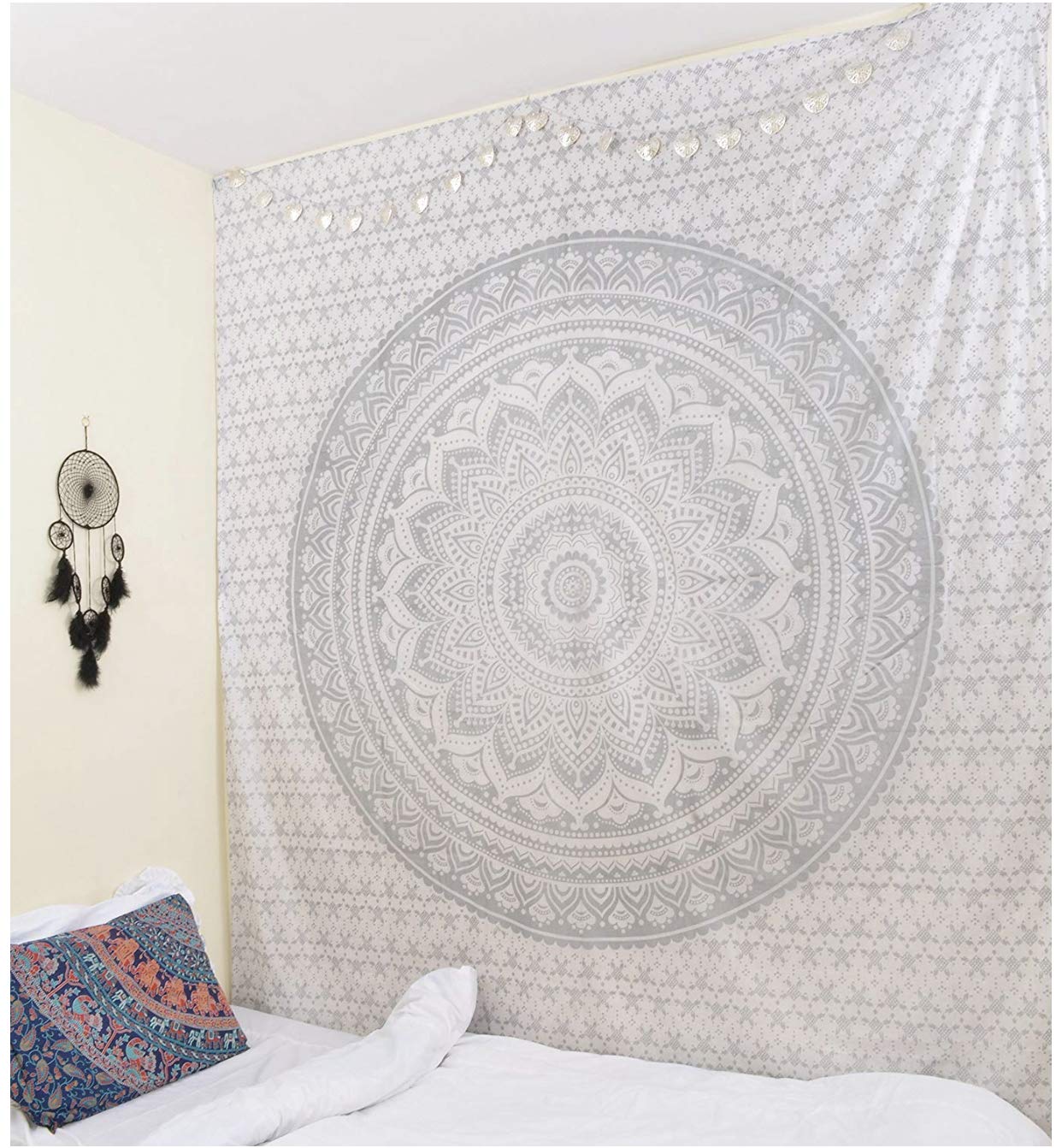 Original Kikan Multicolor Indian Tapestry Mandala Wall Hanging Bohemian Decor Bedspread Multi Coloured Cotton Hippie Boho Gypsy Sheet Hand Printed