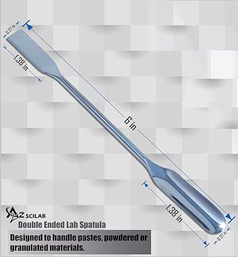 A2Z-DE010 Stainless Steel Double Ended Micro Lab Scoop Spoon Half Rounded & Flat End Spatula Sampler, 6 Length