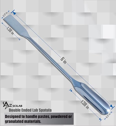 A2Z-DE010 Stainless Steel Double Ended Micro Lab Scoop Spoon Half Rounded & Flat End Spatula Sampler, 6 Length